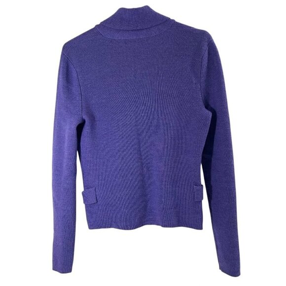 100% Italian Merino Wool Vintage Purple Cardigan Sweater Shawl Collar Size S - Picture 2 of 6